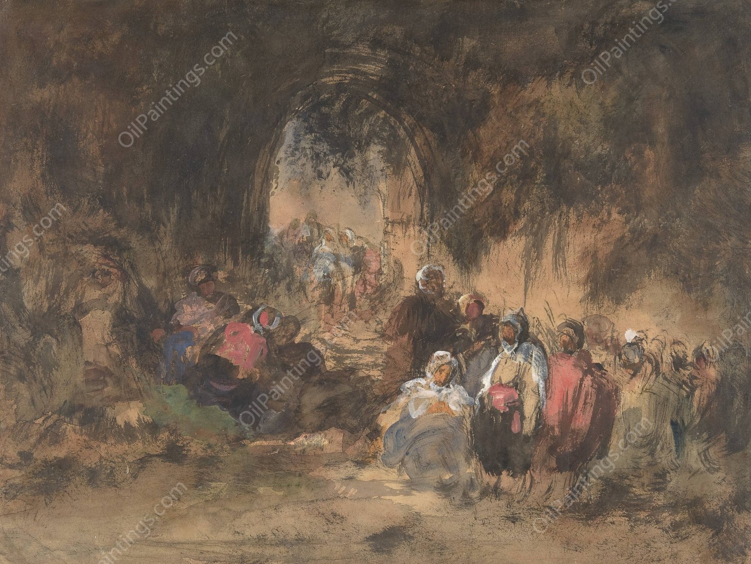 Arabs Resting  by Eugenio Lucas Velazquez - Hand-Painted Oil Painting Reproduction