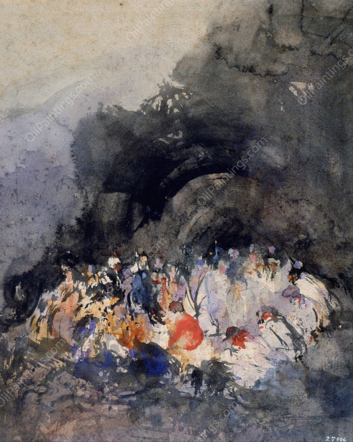 Group of Figures  by Eugenio Lucas Velazquez - Hand-Painted Oil Painting Reproduction