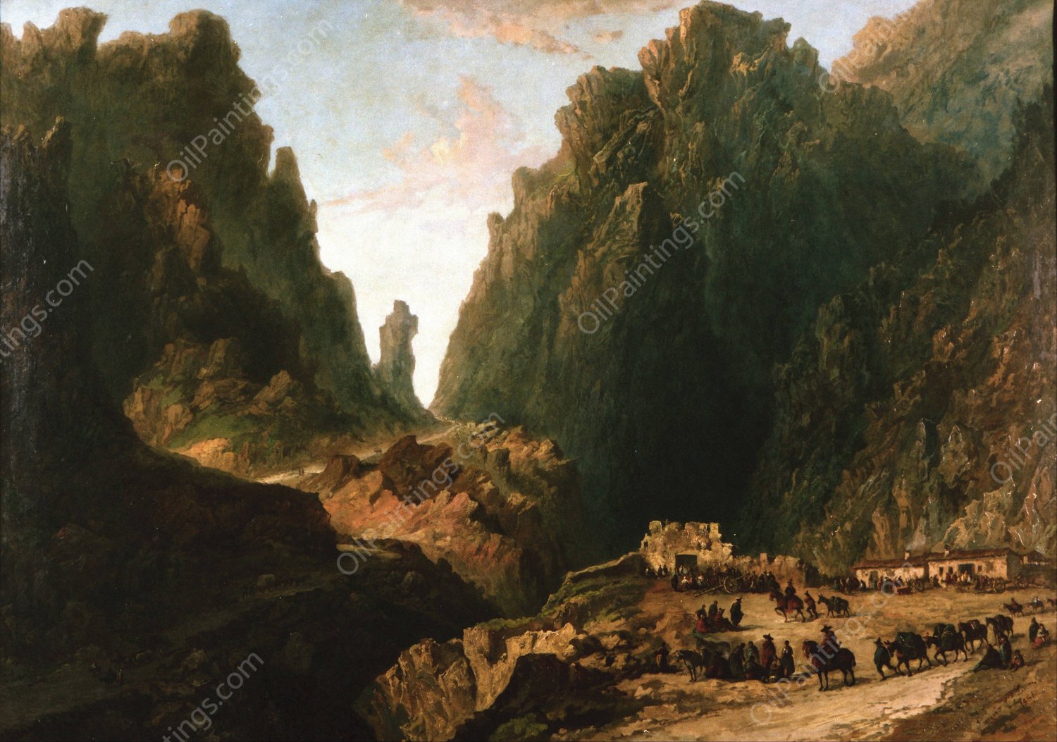 Landscape with Smugglers  by Eugenio Lucas Velazquez - Hand-Painted Oil Painting Reproduction