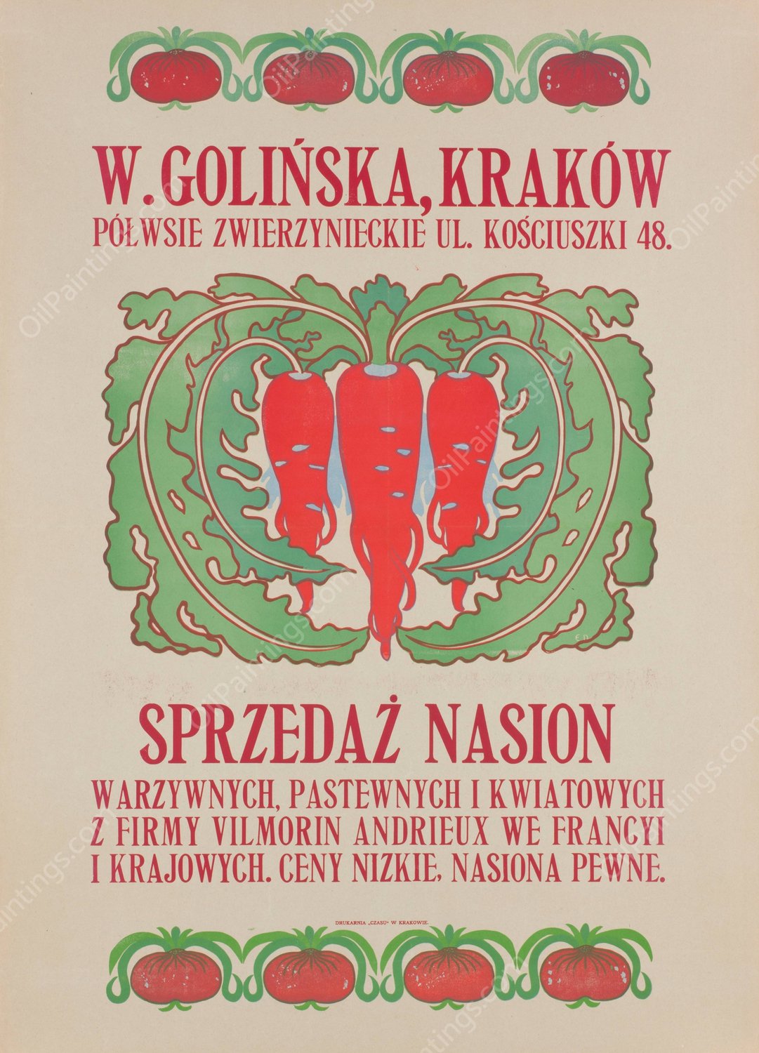 Sprzedaz nasion warzywnych  by Eugeniusz Ludwik Dabrowa-Dabrowski - Hand-Painted Oil Painting Reproduction