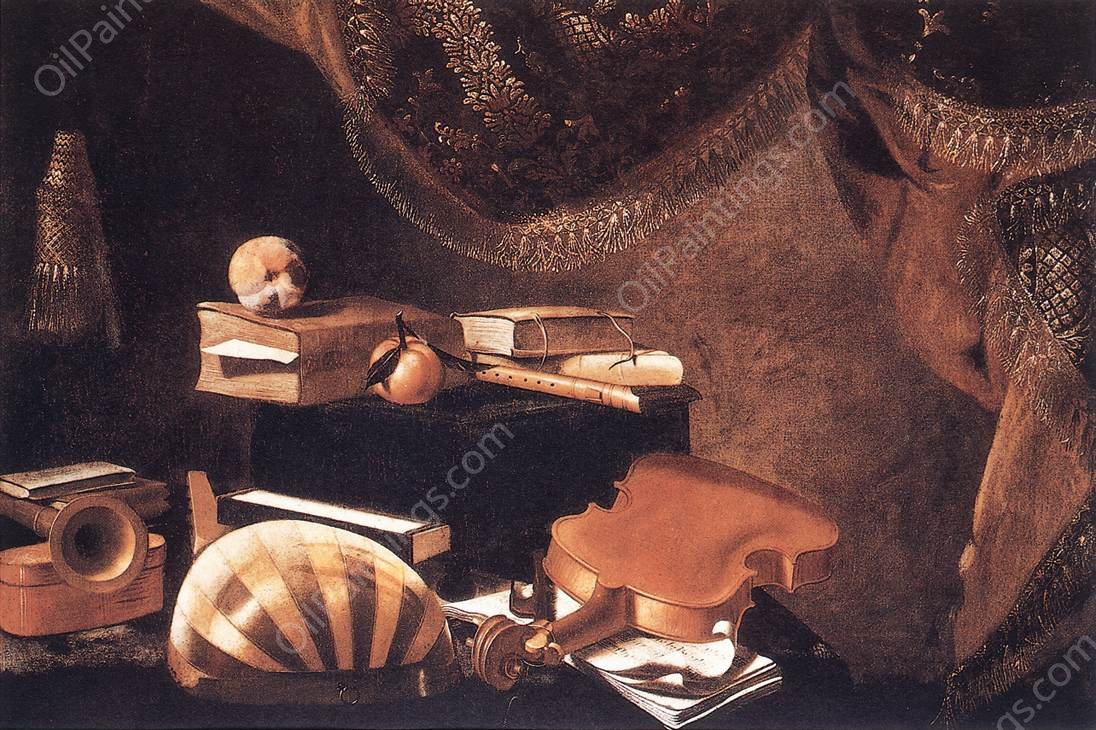 Still-Life with Musical Instruments by Evaristo Baschenis - Hand-Painted Oil Painting Reproduction