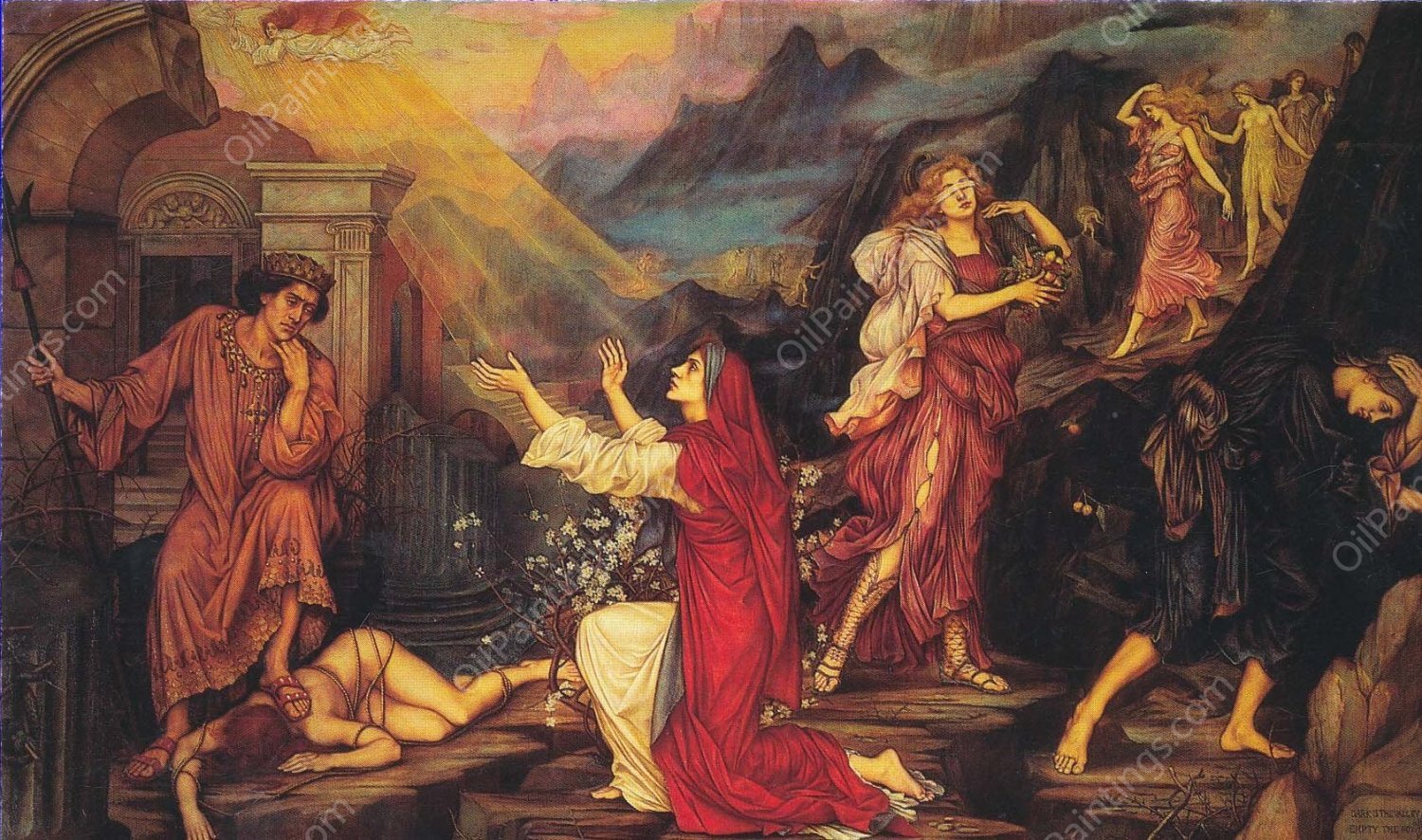 The Valley of Shadows by Evelyn De Morgan - Hand-Painted Oil Painting Reproduction