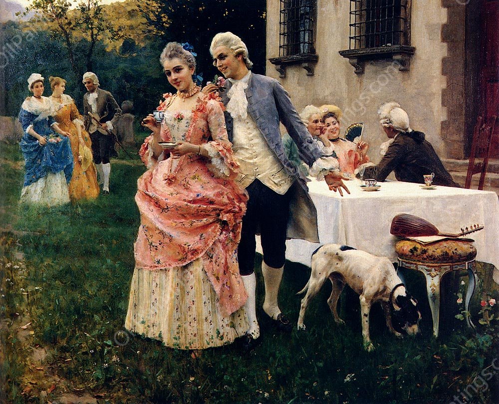 An Afternoon Tea by Federico Andreotti - Hand-Painted Oil Painting Reproduction