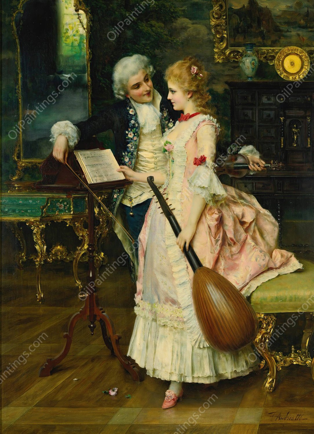 An Interlude by Federico Andreotti - Hand-Painted Oil Painting Reproduction
