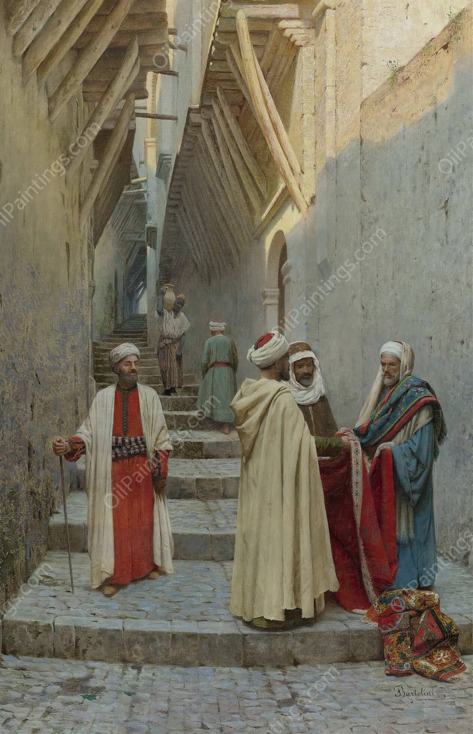 Rug Merchants by Federico Bartolini - Hand-Painted Oil Painting Reproduction