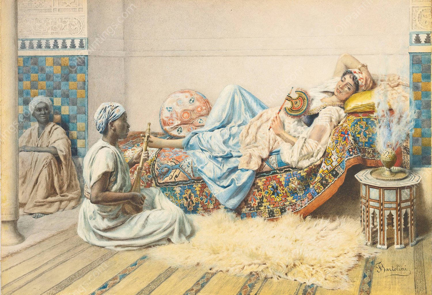 The Odalisque by Federico Bartolini - Hand-Painted Oil Painting Reproduction