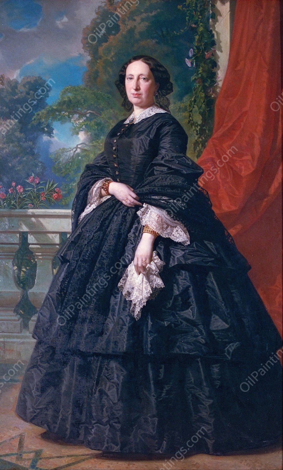 Portrait of Carlota Quintana Badia  by Federico De Madrazo Y Kuntz - Hand-Painted Oil Painting Reproduction