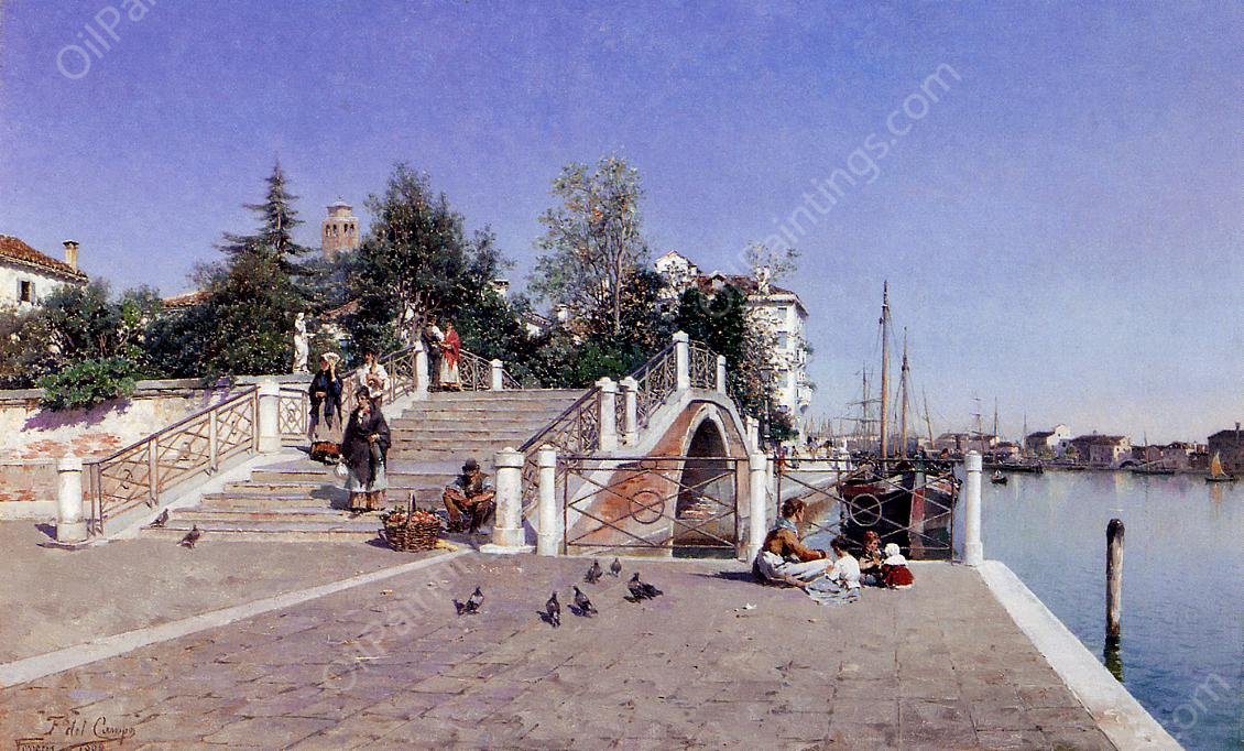 In the Shadow of an Italian Pergola by Federico Del Campo - Hand-Painted Oil Painting Reproduction