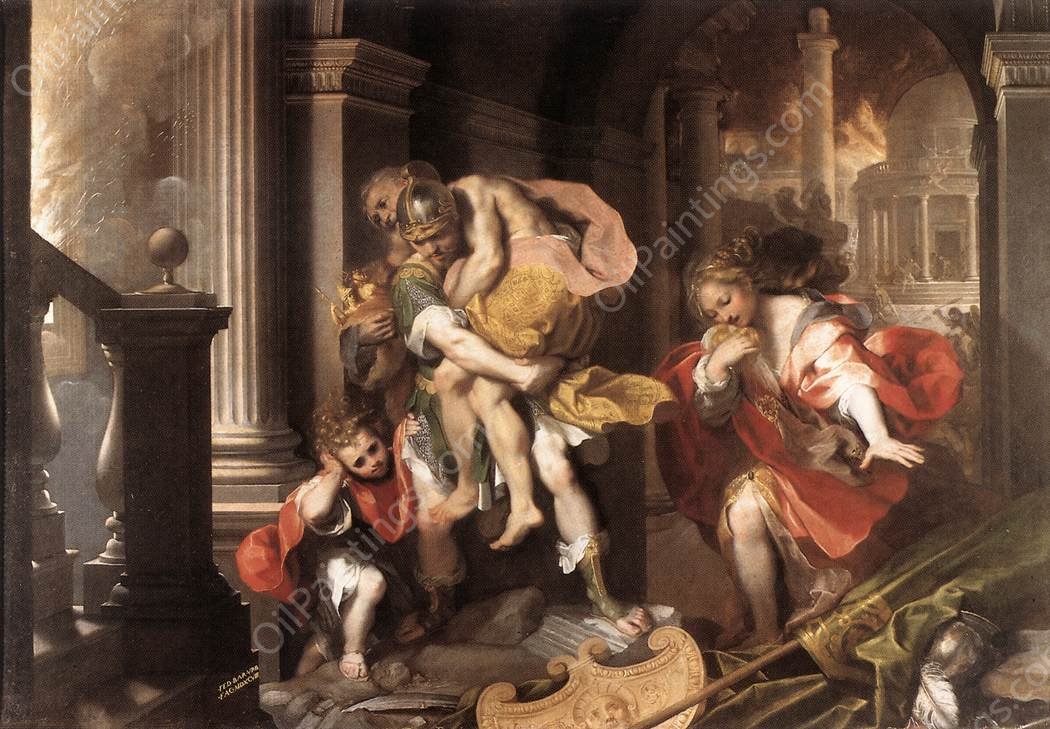 Aeneas' Flight from Troy by Federico Fiori Barocci - Hand-Painted Oil Painting Reproduction