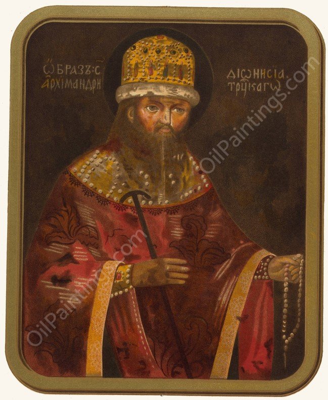 Izobrazhenie arkhimandrita Troitskoi lavry Dionisiia  by Fedor Grigoryevich Solntsev - Hand-Painted Oil Painting Reproduction