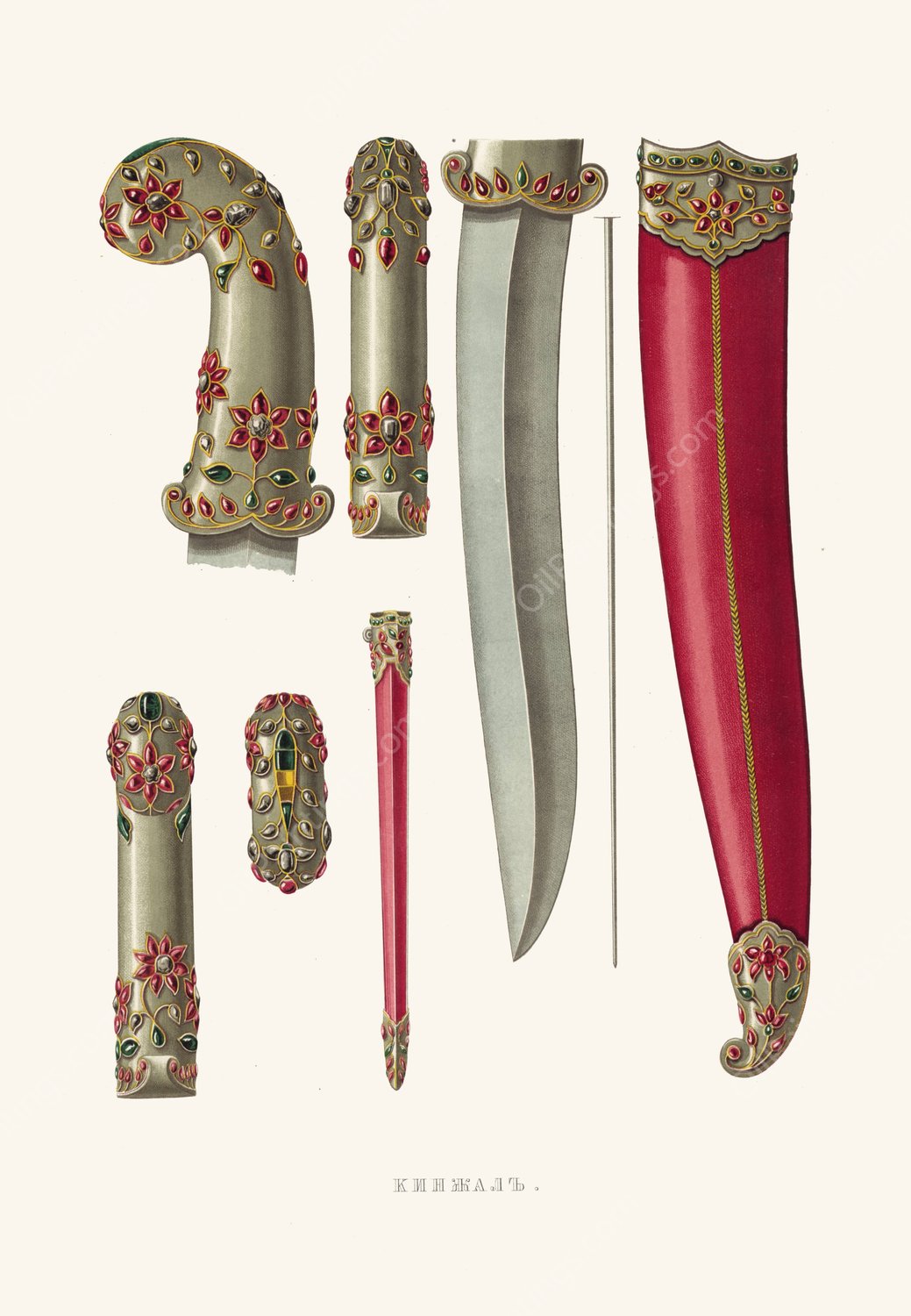 Kinzhal  by Fedor Grigoryevich Solntsev - Hand-Painted Oil Painting Reproduction