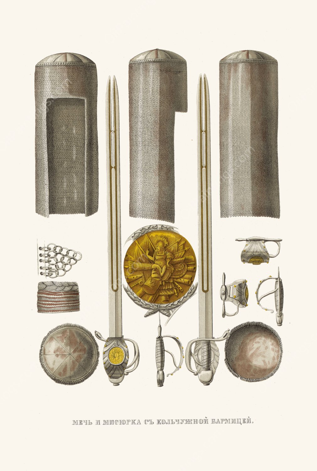 Mech I misiurka s kol'chuzhnoi barmitse  by Fedor Grigoryevich Solntsev - Hand-Painted Oil Painting Reproduction