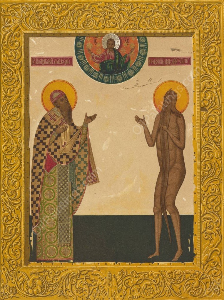 Obraz Sv. Makariev, Egipetskago i Aleksandriiskago  by Fedor Grigoryevich Solntsev - Hand-Painted Oil Painting Reproduction