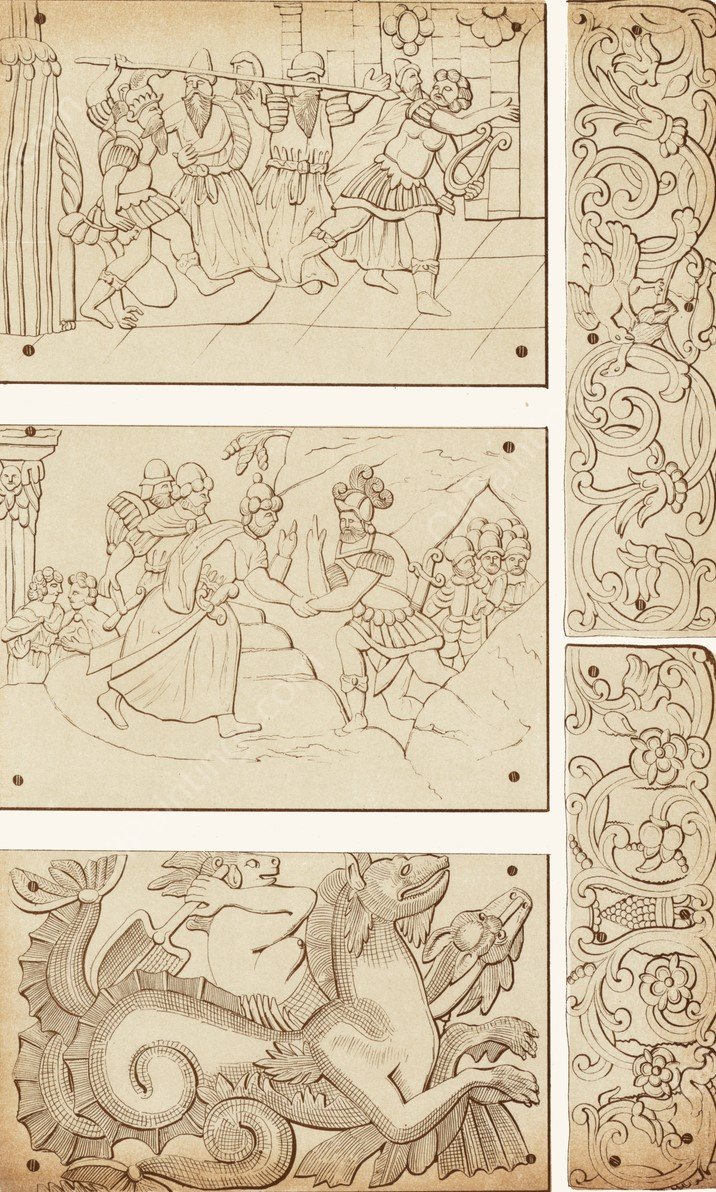 Ocherki rez'by po slonovoi kosti na trone Ioanna III  by Fedor Grigoryevich Solntsev - Hand-Painted Oil Painting Reproduction