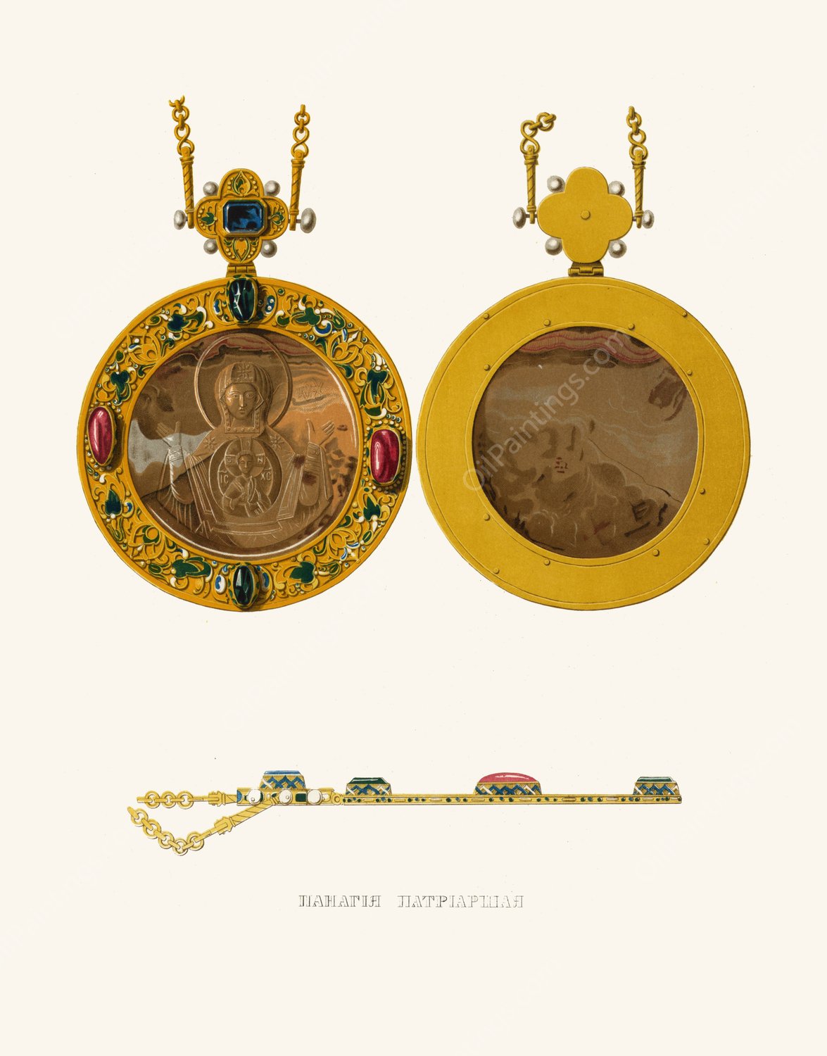 Panagiia patrairshaia  by Fedor Grigoryevich Solntsev - Hand-Painted Oil Painting Reproduction