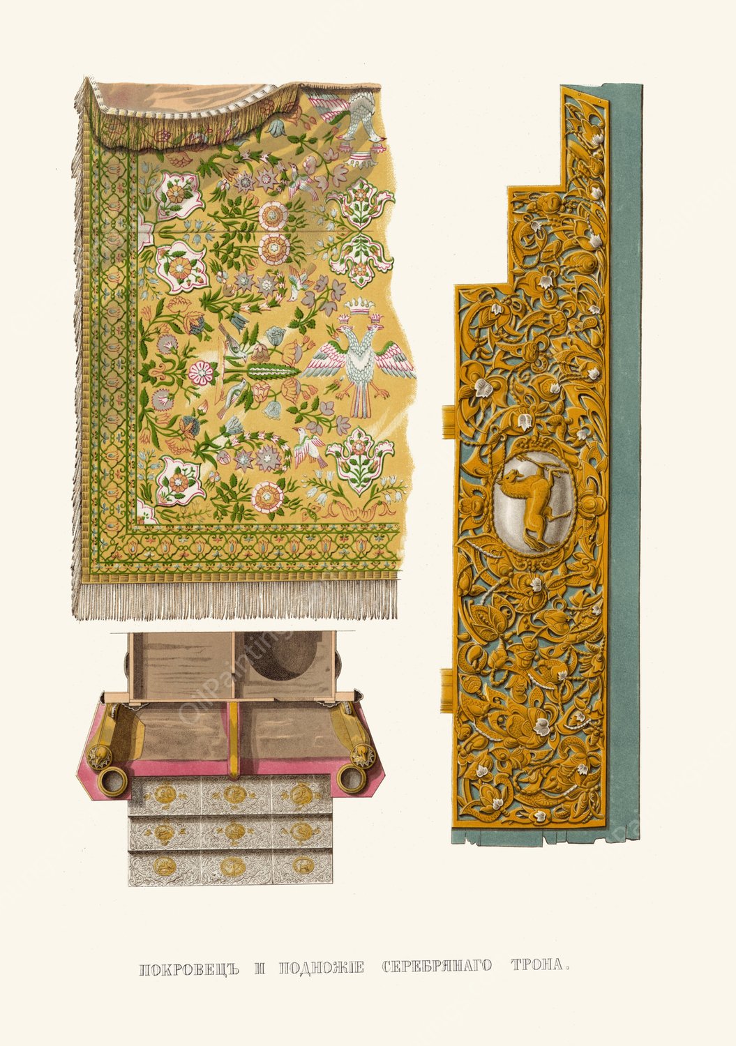 Pokrovets i podnozhie serebrianogo trona  by Fedor Grigoryevich Solntsev - Hand-Painted Oil Painting Reproduction