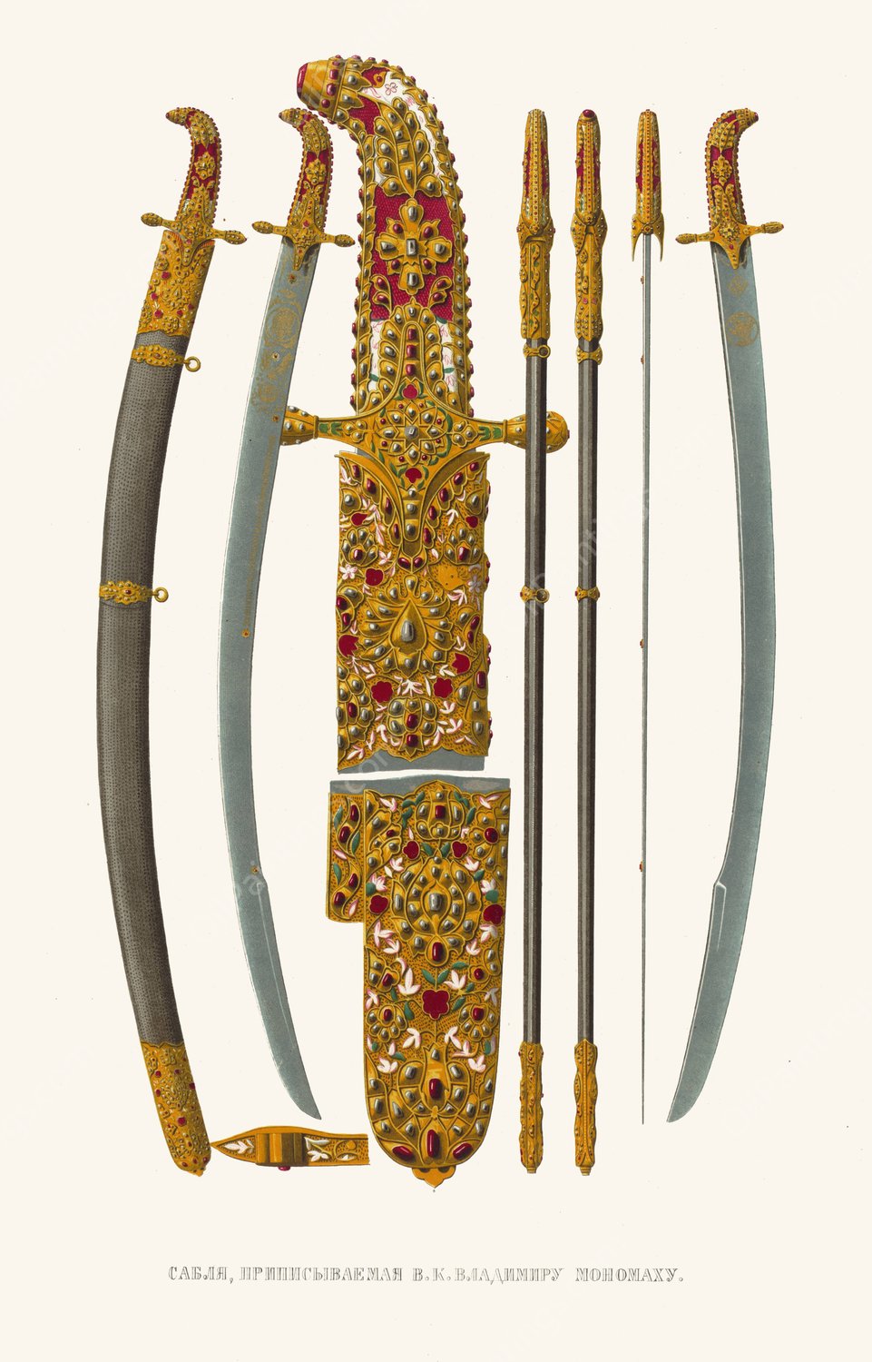Sablia, pripisyvaemaia V.K. Vladimiru Monomakhu  by Fedor Grigoryevich Solntsev - Hand-Painted Oil Painting Reproduction