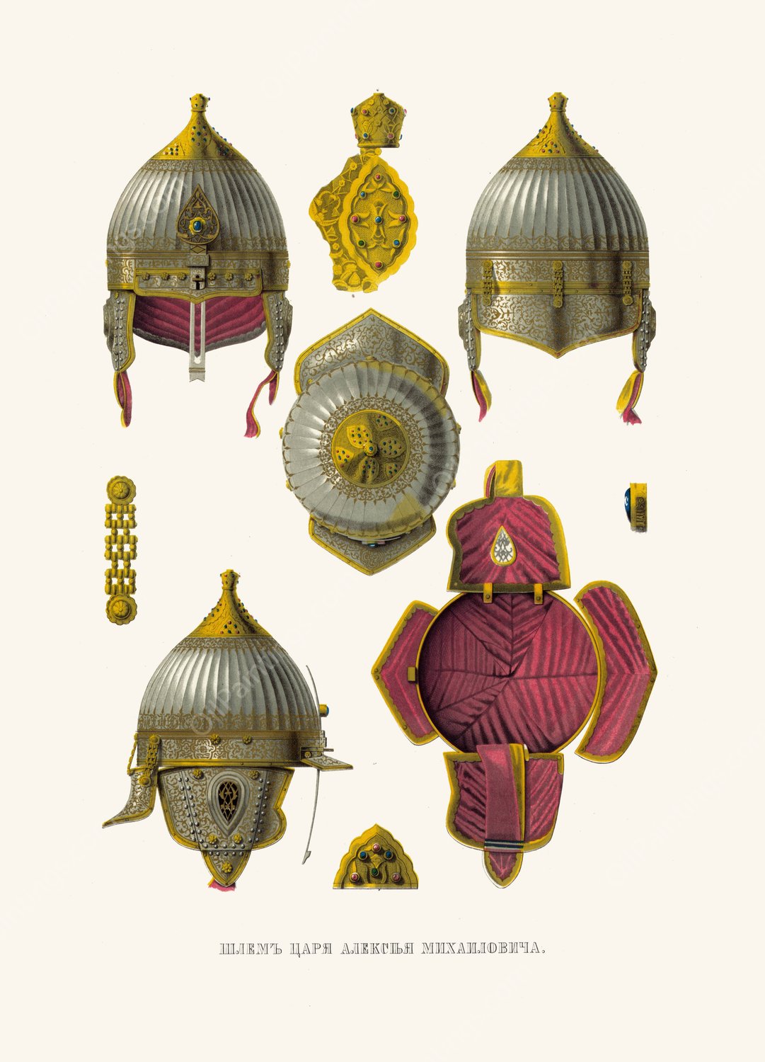 Shlem tsaria Alekseia Mikhailovicha  by Fedor Grigoryevich Solntsev - Hand-Painted Oil Painting Reproduction