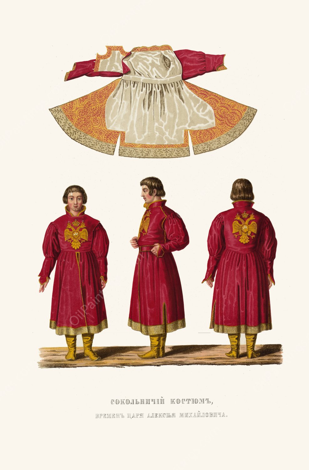 Sokol'nichii kostium vremen tsaria Alekseia Mikhailovicha  by Fedor Grigoryevich Solntsev - Hand-Painted Oil Painting Reproduction