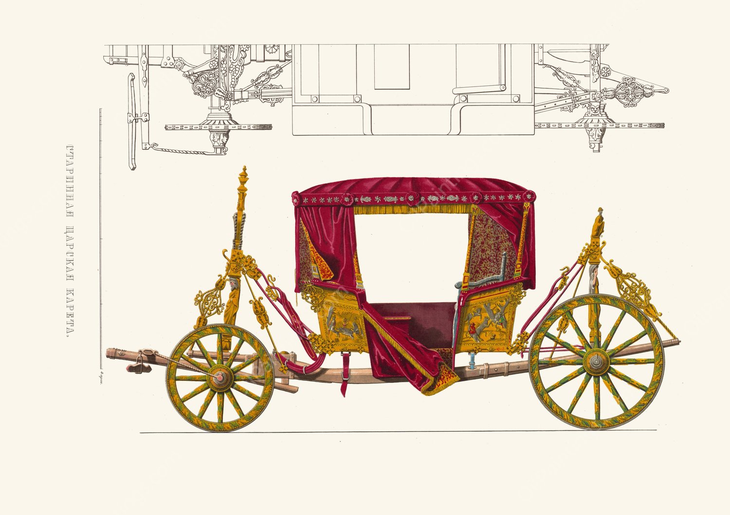 Starinnaia tsarskaia kareta by Fedor Grigoryevich Solntsev - Hand-Painted Oil Painting Reproduction