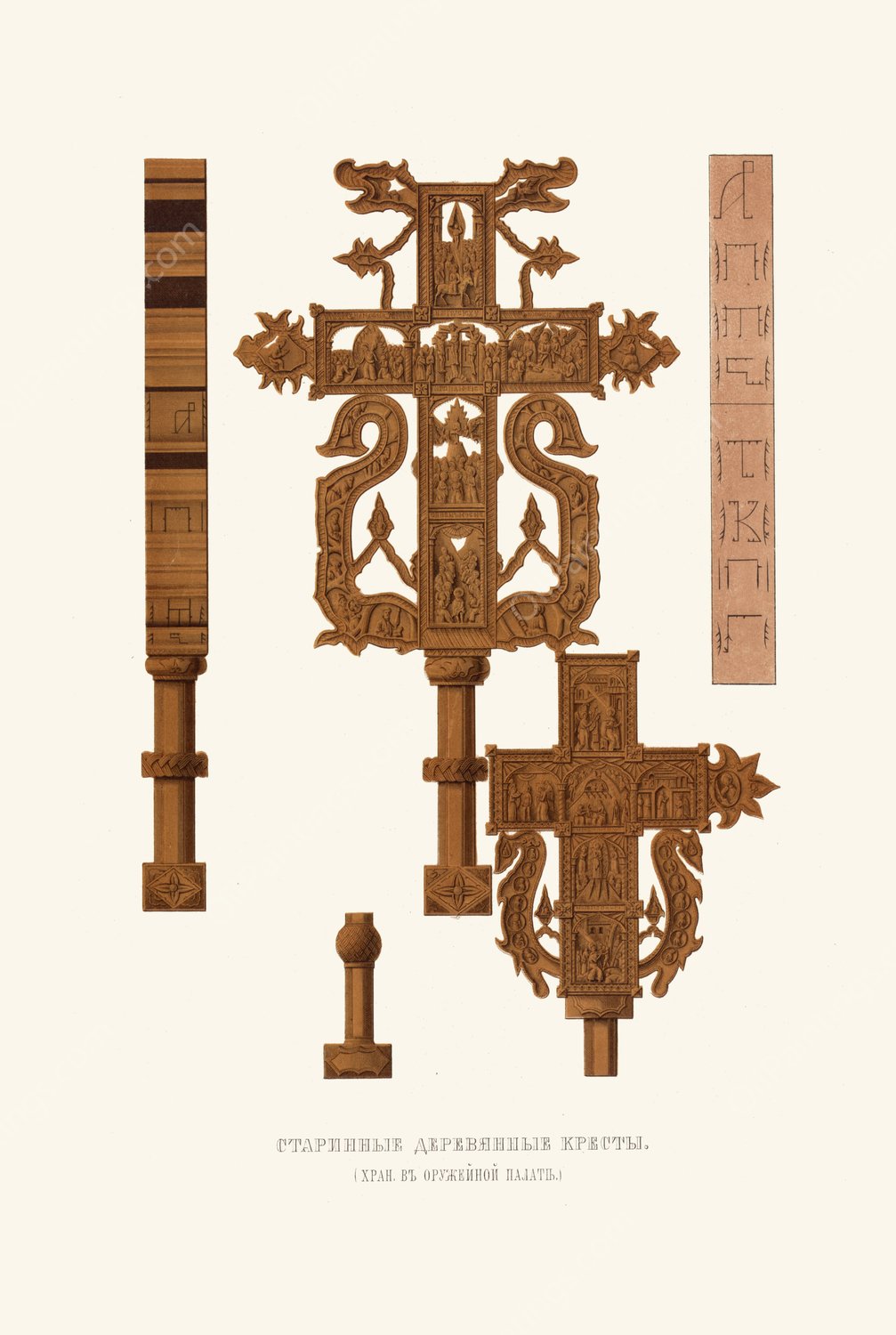 Starinnye dereviannye kresty  by Fedor Grigoryevich Solntsev - Hand-Painted Oil Painting Reproduction