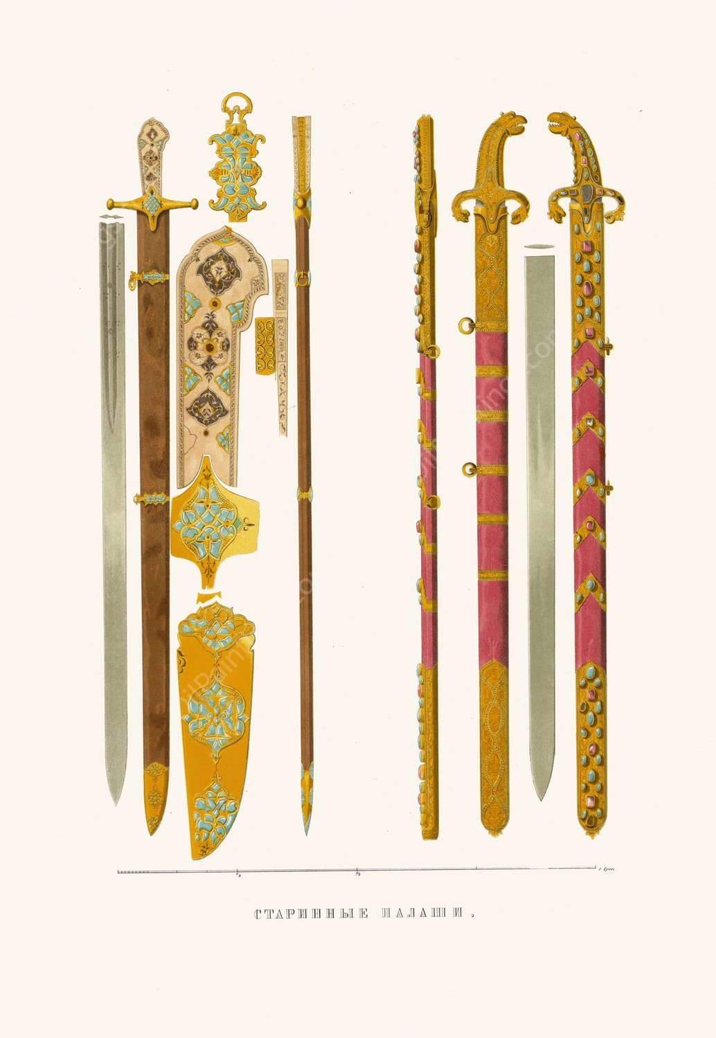 Starinnye palashi  by Fedor Grigoryevich Solntsev - Hand-Painted Oil Painting Reproduction