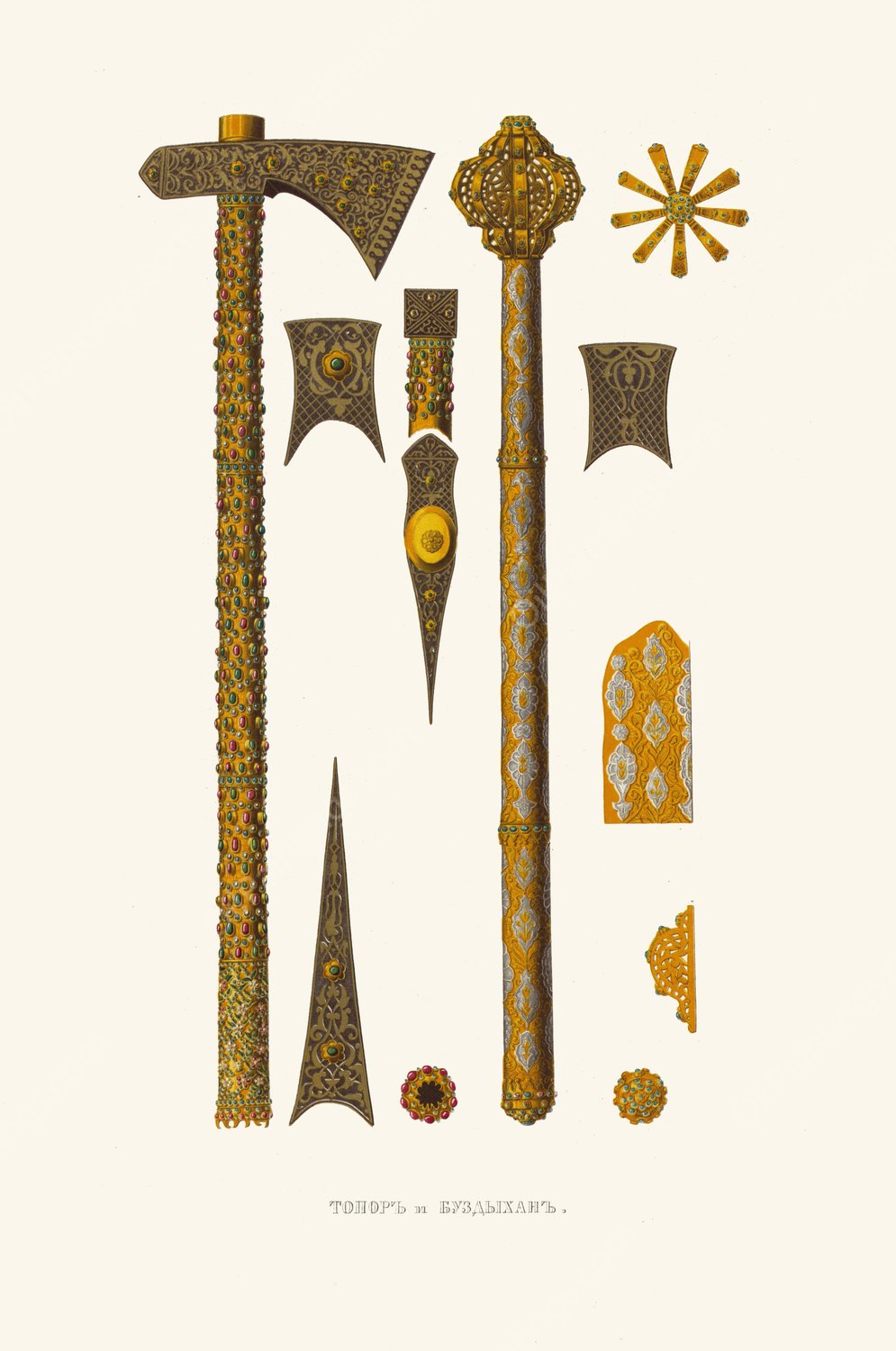 Topor i buzdyhan  by Fedor Grigoryevich Solntsev - Hand-Painted Oil Painting Reproduction