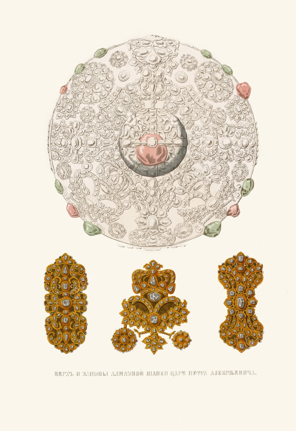 Verkh i zaponi almaznoi shapki tsaria Petra Alekseevicha by Fedor Grigoryevich Solntsev - Hand-Painted Oil Painting Reproduction