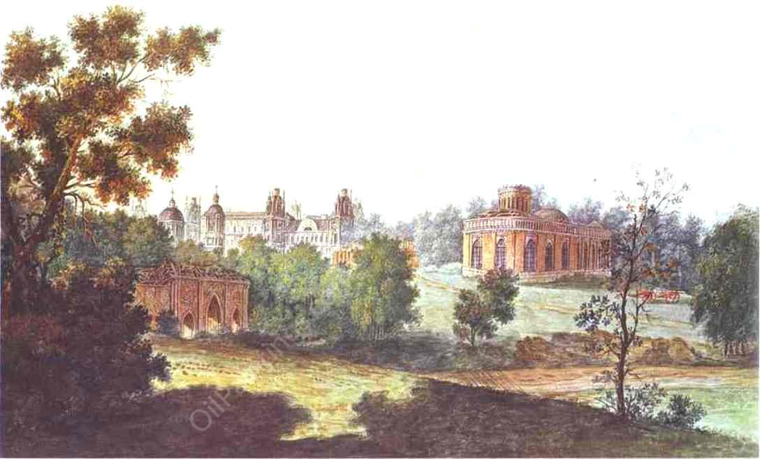 Palace in Tsaritsyno in the Vicinity of Moscow by Fedor Yakovlevich Alekseev - Hand-Painted Oil Painting Reproduction