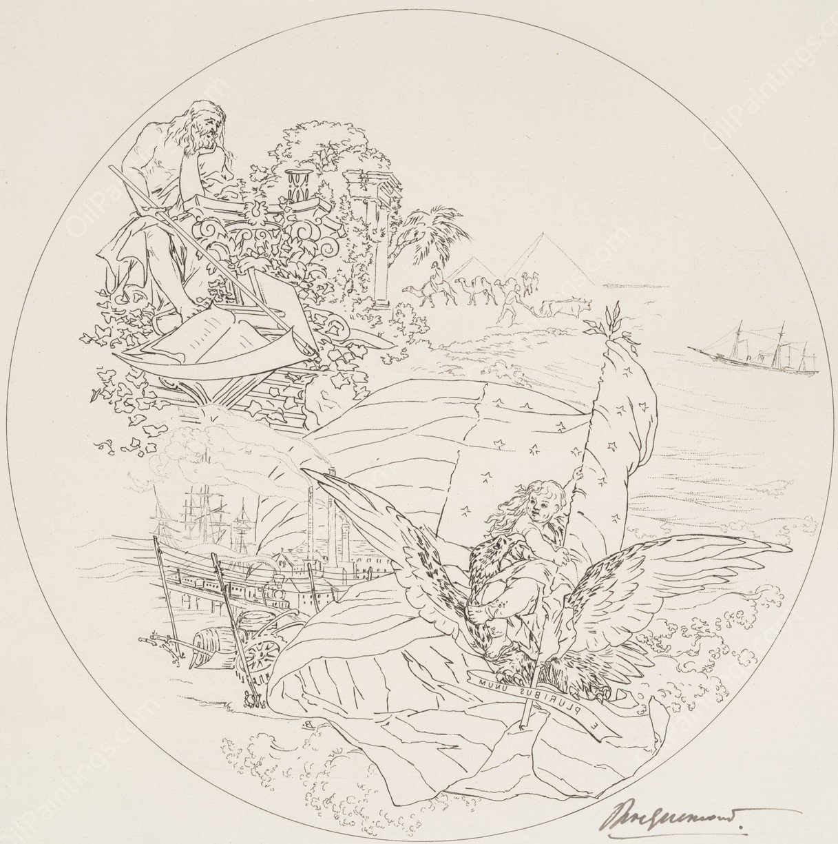 Decor de plat  by Felix Bracquemond - Hand-Painted Oil Painting Reproduction