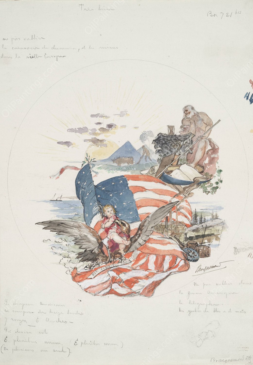 Decor de plat  by Felix Bracquemond - Hand-Painted Oil Painting Reproduction