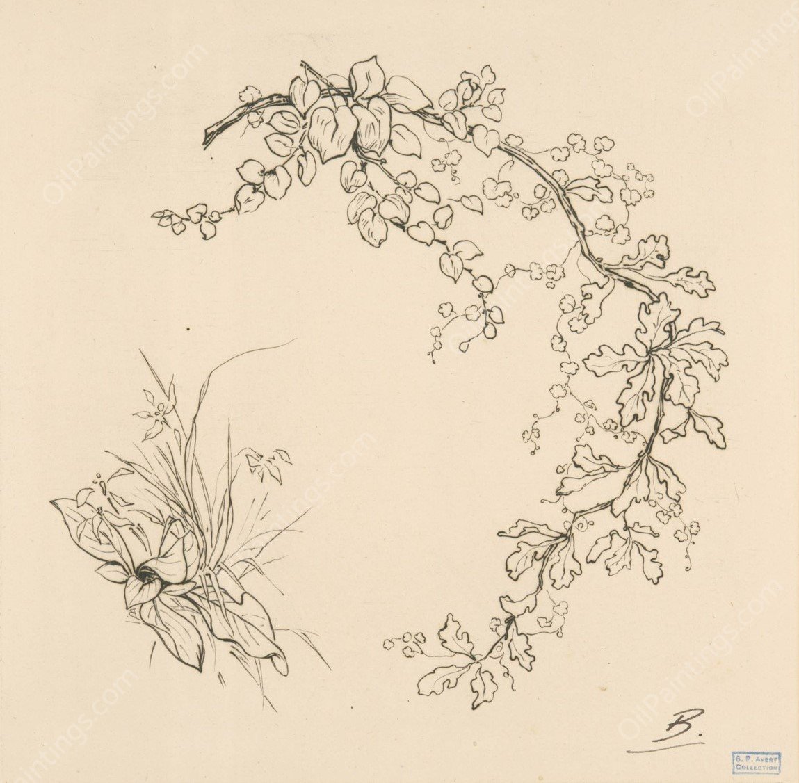 Feuille de chene  by Felix Bracquemond - Hand-Painted Oil Painting Reproduction