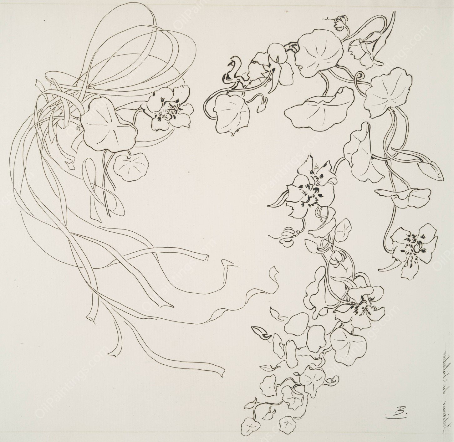 Interieur du saladier (capucines)  by Felix Bracquemond - Hand-Painted Oil Painting Reproduction