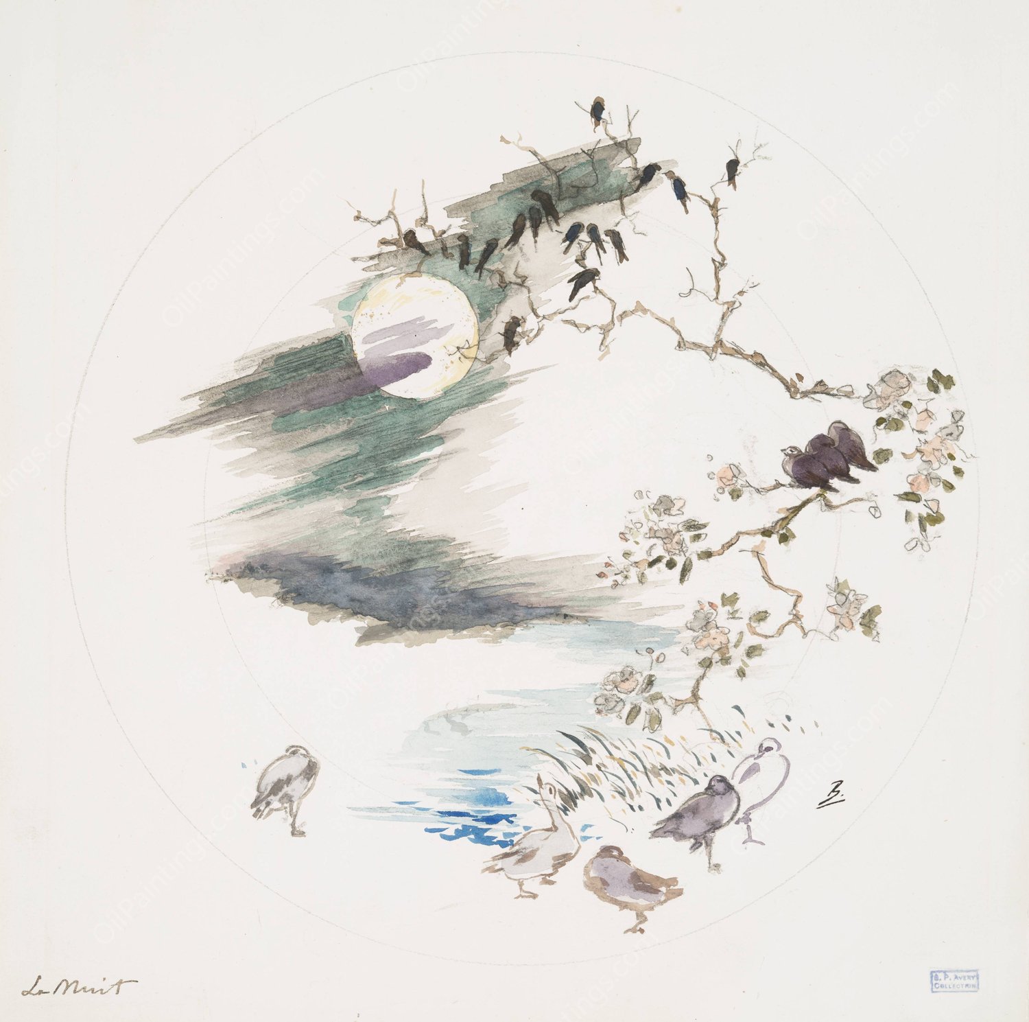 La nuit  by Felix Bracquemond - Hand-Painted Oil Painting Reproduction