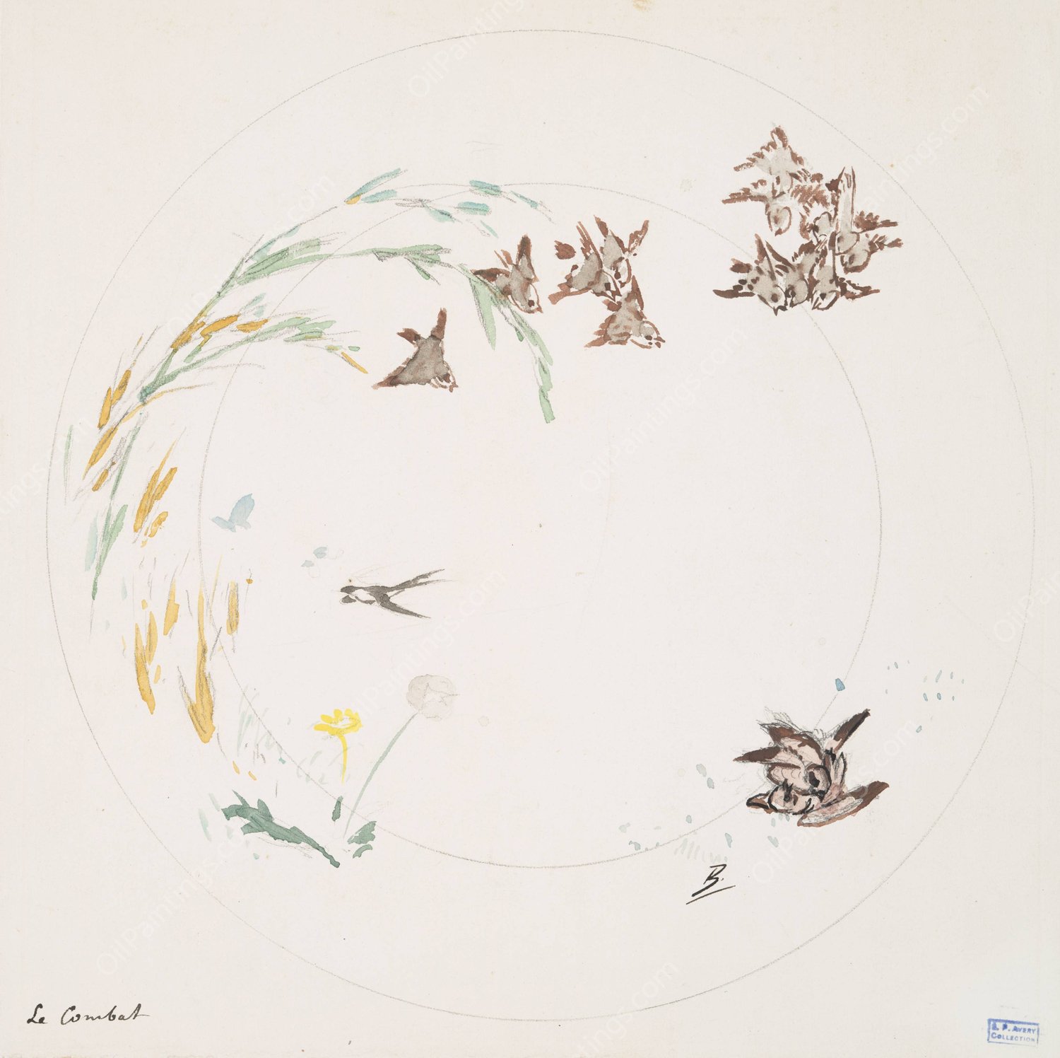 Le combat by Felix Bracquemond - Hand-Painted Oil Painting Reproduction