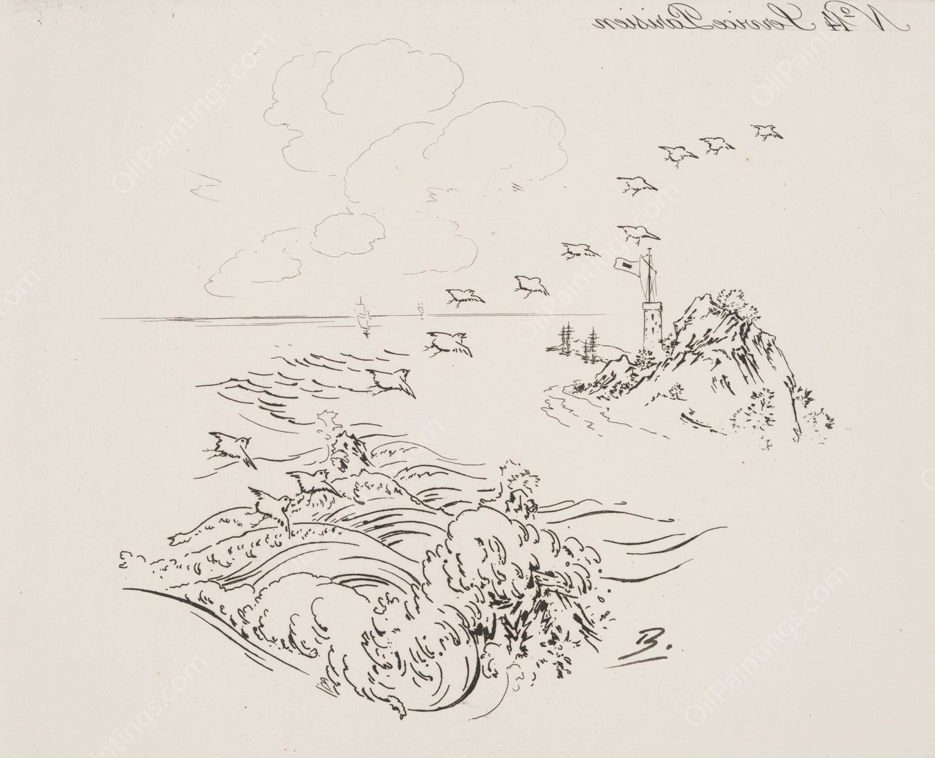 Le semaphore by Felix Bracquemond - Hand-Painted Oil Painting Reproduction