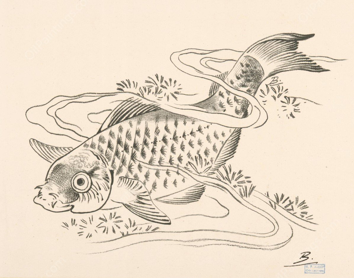 Poisson dans une vague by Felix Bracquemond - Hand-Painted Oil Painting Reproduction