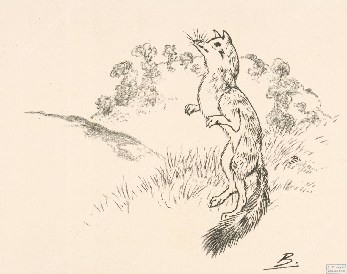 Un rennard sur ses pattes de derriere by Felix Bracquemond - Hand-Painted Oil Painting Reproduction