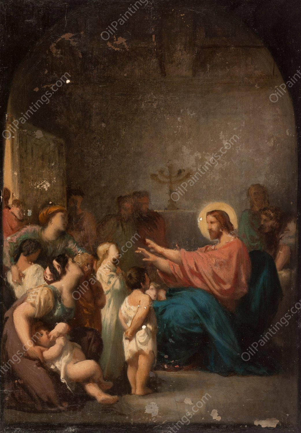 Jesus et les petits enfants  by Felix-Henri Giacomotti - Hand-Painted Oil Painting Reproduction