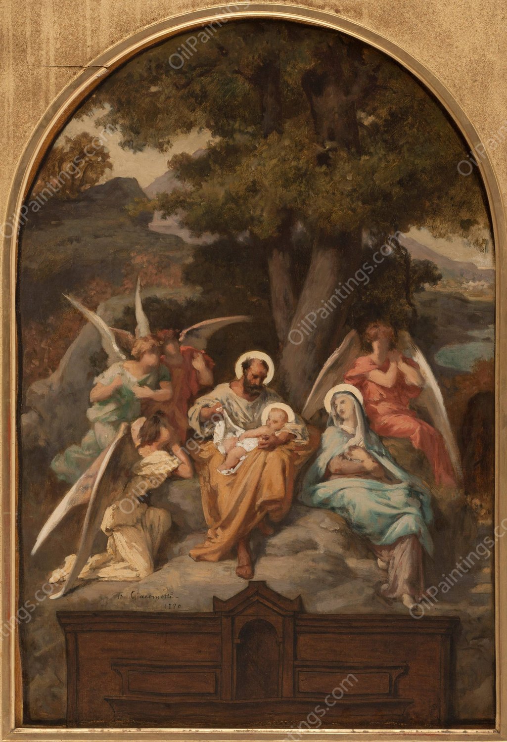 Le Repos de la Sainte Famille  by Felix-Henri Giacomotti - Hand-Painted Oil Painting Reproduction