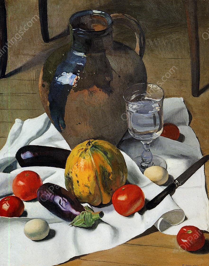 Still Life with Large Earthenware Jug by Felix Vallotton - Hand-Painted Oil Painting Reproduction