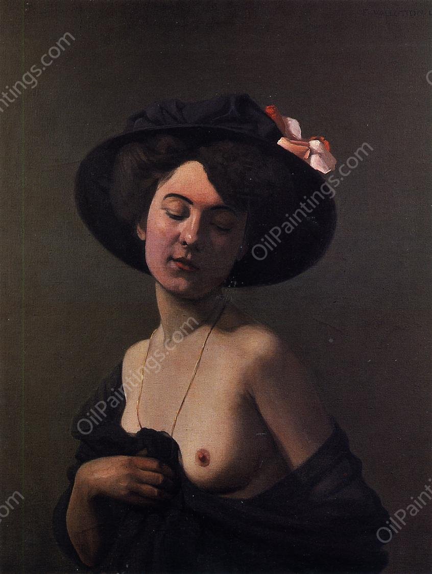 Woman with a Black Hat by Felix Vallotton - Hand-Painted Oil Painting Reproduction