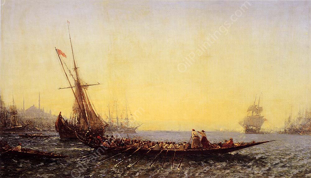 Harbour In Constantinople by Felix Ziem - Hand-Painted Oil Painting Reproduction