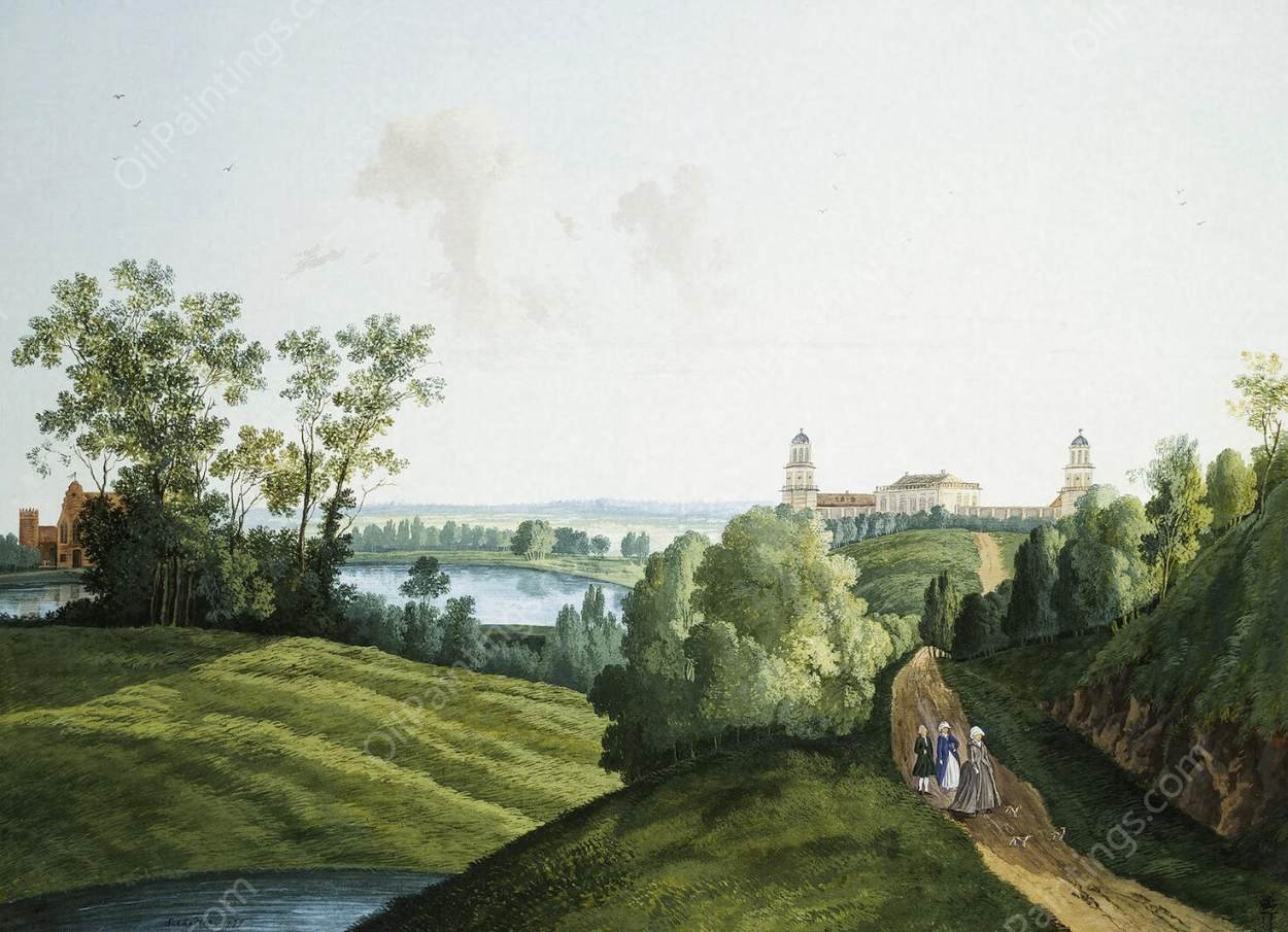 Landscape with a Farm in the Park in Tsarskoye Selo by Feodosy Fyodorovich Shchedrin - Hand-Painted Oil Painting Reproduction