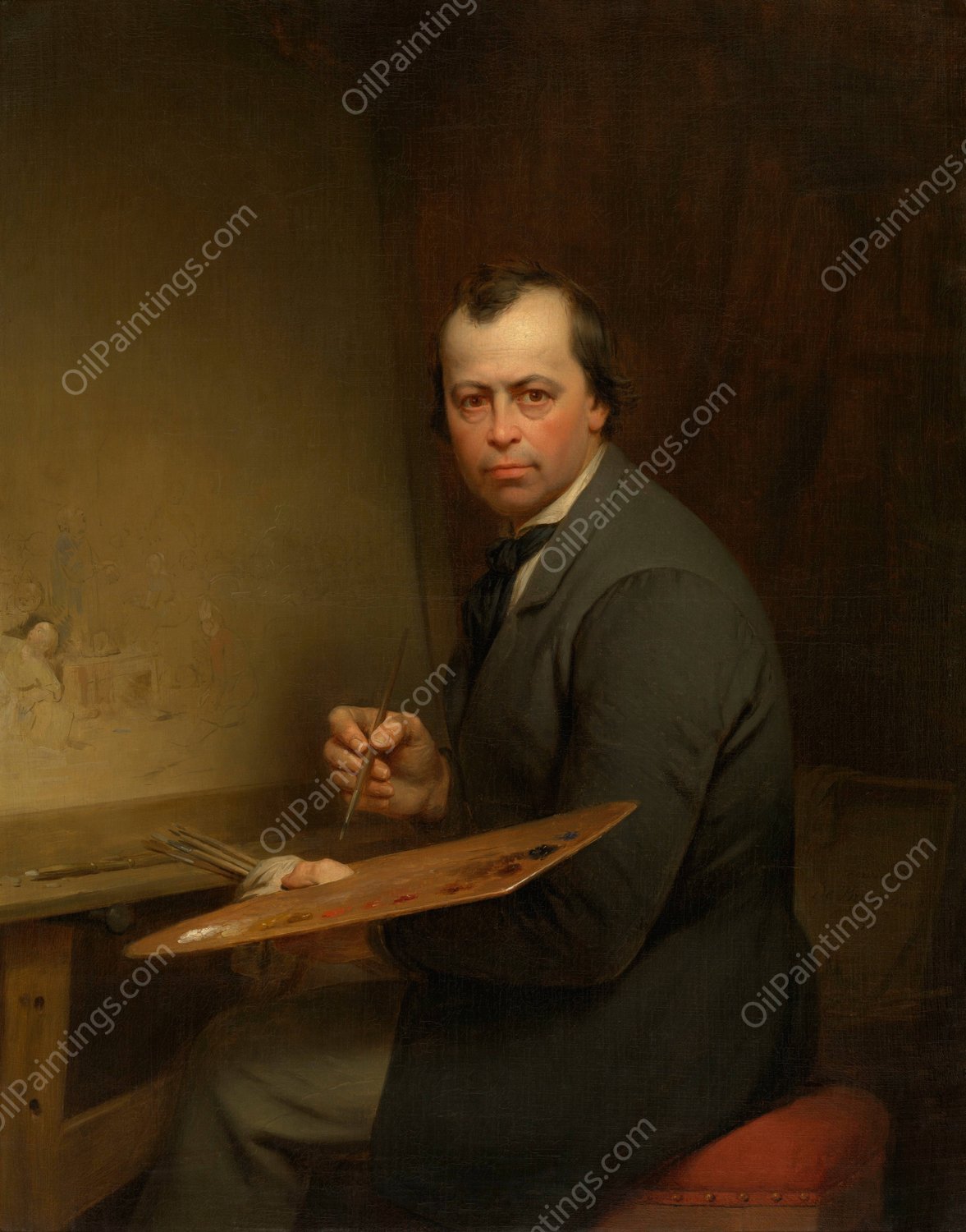 Self Portrait  by Ferdinand De Braekeleer - Hand-Painted Oil Painting Reproduction