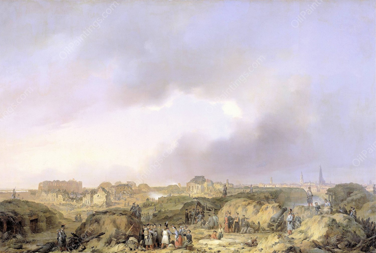The Citadel of Antwerp shortly after the Siege of 19 November-23 December 1832, and the Surrender of the Dutch Garisson to the French  by Ferdinand De Braekeleer - Hand-Painted Oil Painting Reproduction