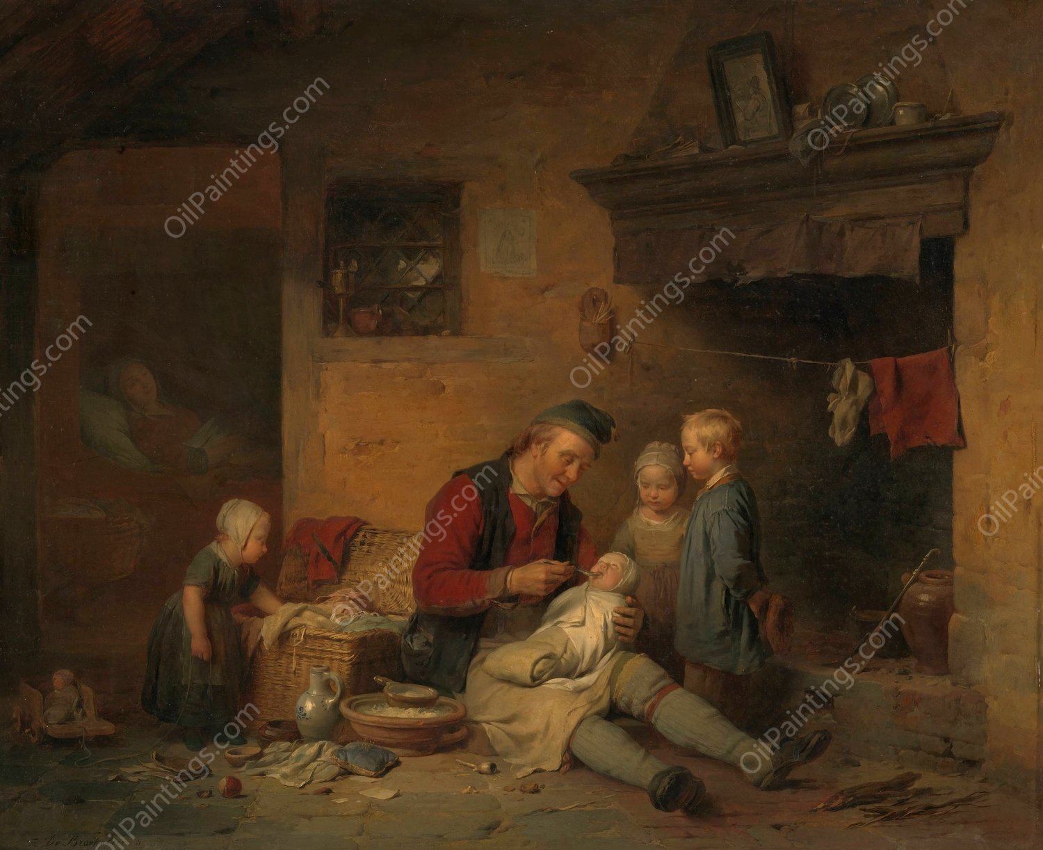 The delivery room by Ferdinand De Braekeleer - Hand-Painted Oil Painting Reproduction