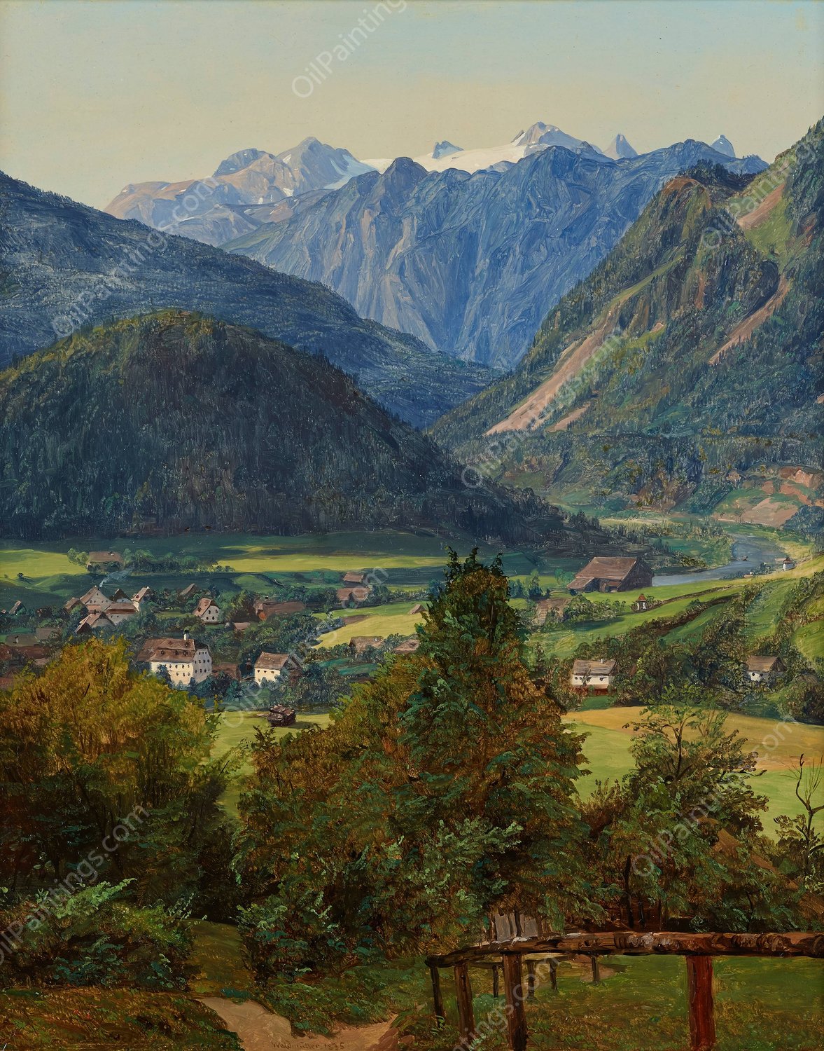 Der Dachstein vom Sophien-Doppelblick bei Ischl  by Ferdinand Georg Waldmuller - Hand-Painted Oil Painting Reproduction