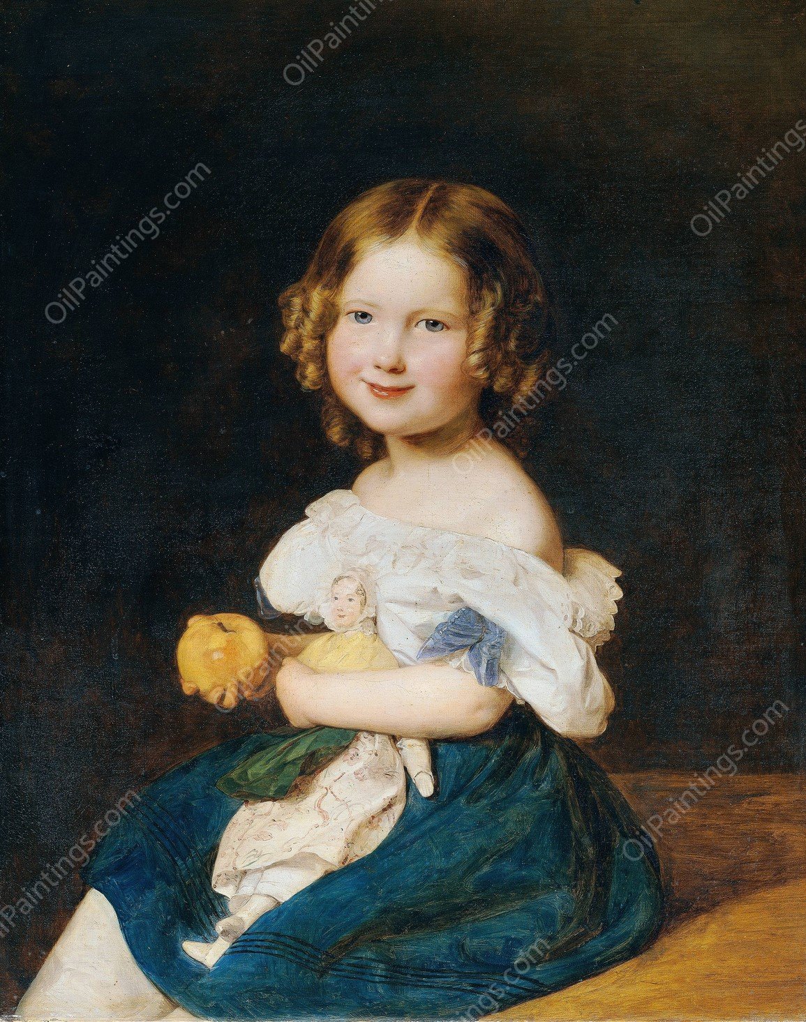 Emilie Werner, the daughter of the married couple Johann and Magdalena Werner  by Ferdinand Georg Waldmuller - Hand-Painted Oil Painting Reproduction