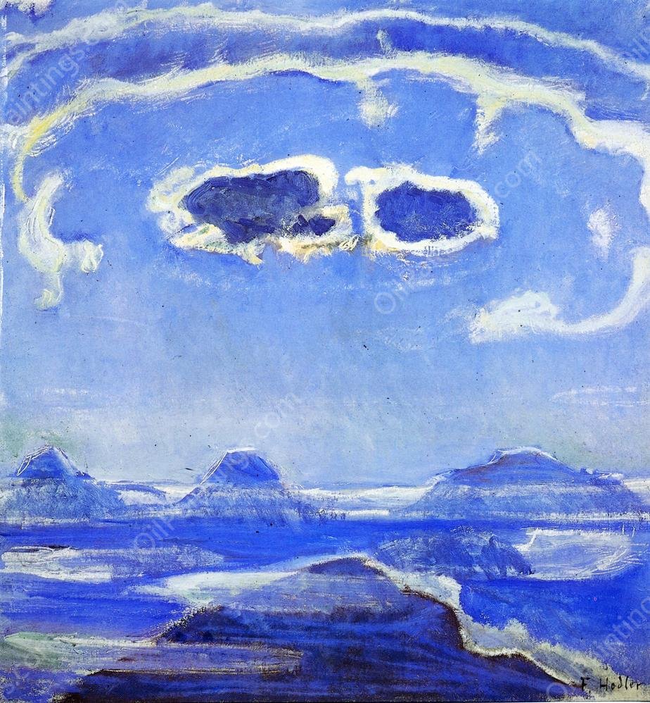 Eiger, Monch and Jungfrau in Moonlight by Ferdinand Hodler - Hand-Painted Oil Painting Reproduction